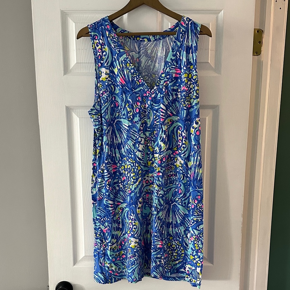 Lilly Pulitzer Blue and Pink Patterned Mini Dress